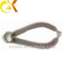 New design stainless steel mesh necklace with heart charm pendant for lady's